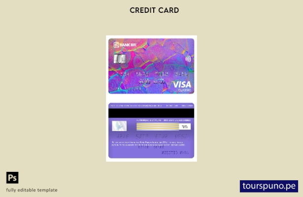 lista para imprimir plantilla de tarjeta clásica de visa Rakyat Indonesia (BRI) 